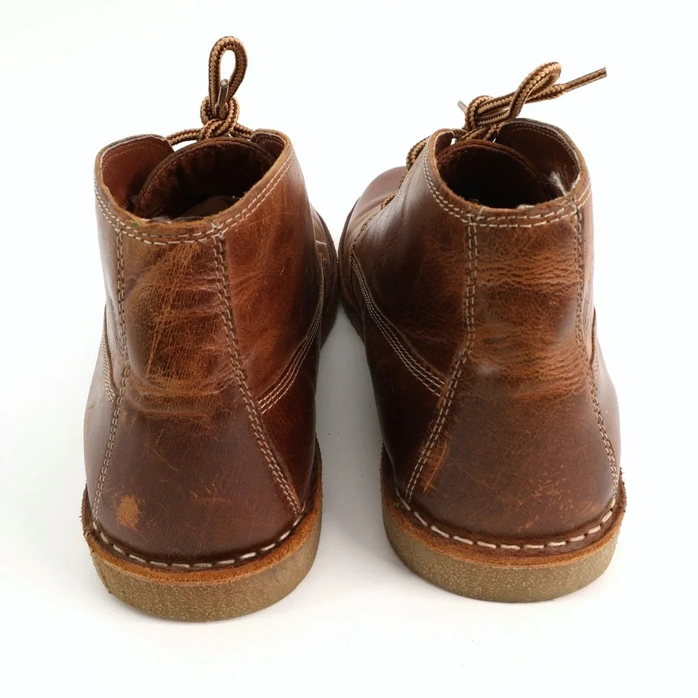 RKC Uptown Leather Chukka Boots Brown Lace-Up Ankle‎ Casual Shoes